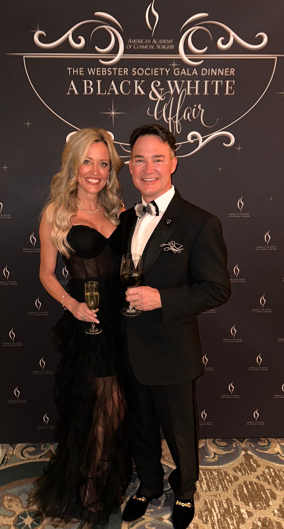 Dr. Angelo Cuzalina in black tie at the Webster Society gala dinner for the Cosmetic Surgery Foundation